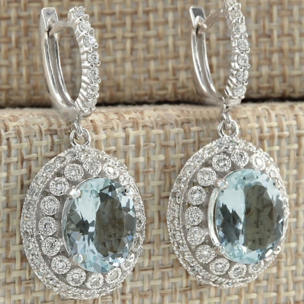 Dangling Aqua sterling Silver earrings